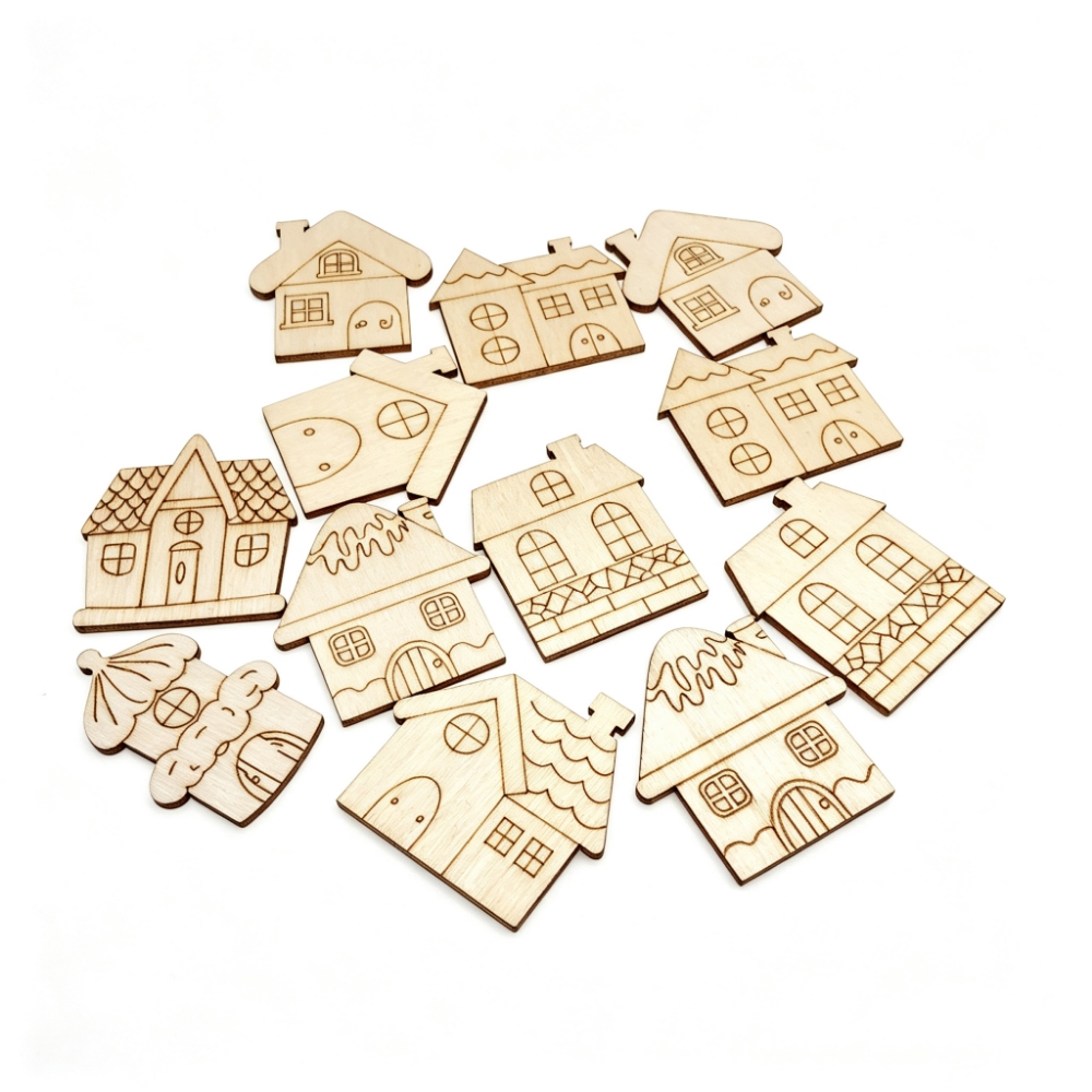 Christmas Craft Embellishment - 40 мм, 80 мм, деревянные рождественские