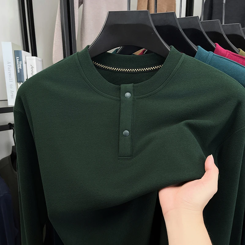 Embellish Knit - Мужской свободный пуловер-хенли с круглым вырезом,