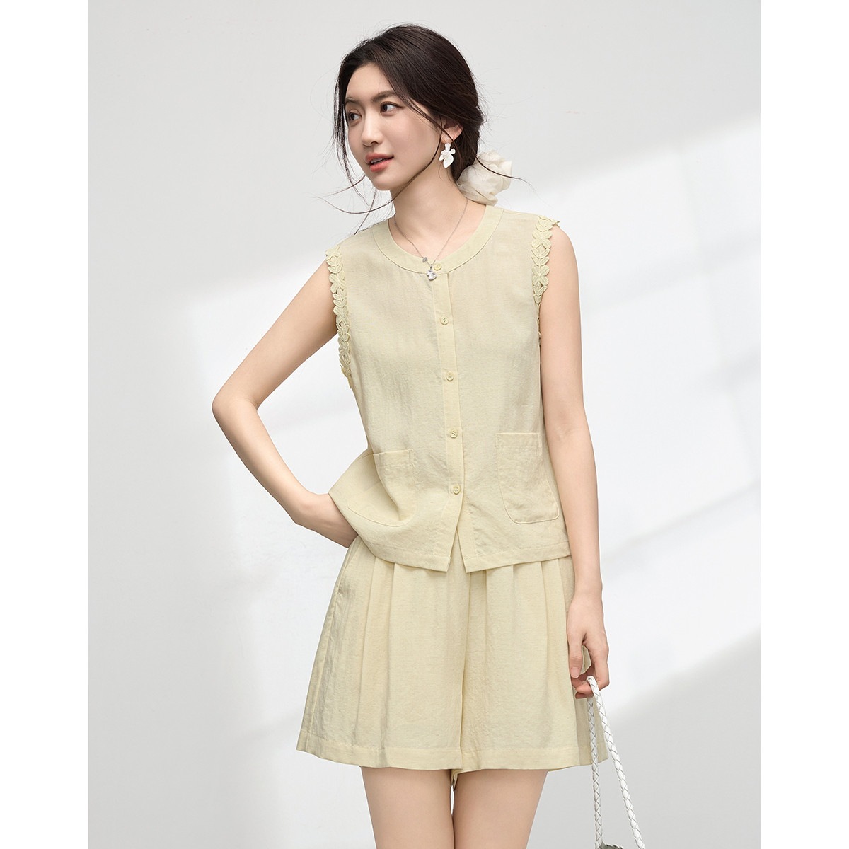 Женский желтый костюм без рука – обзор и цена Elastic Lace Trim